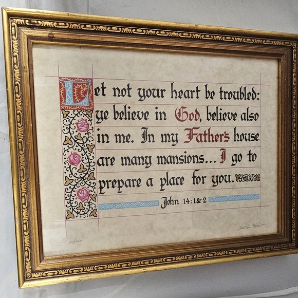 Jonathan Blocher Other - Framed Religious Calligraphy Art. Signed And Numbered
